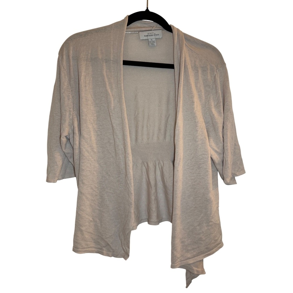 Knit by Hampshire Studio Cardigan Beige XL Linen Blend Minimalist Work Office
